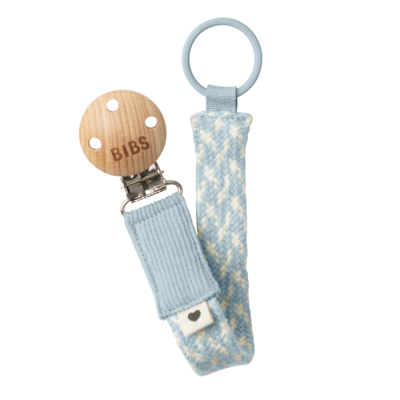 BIBS Paci Braid Emzik Askısı - Baby Blue / Ivory